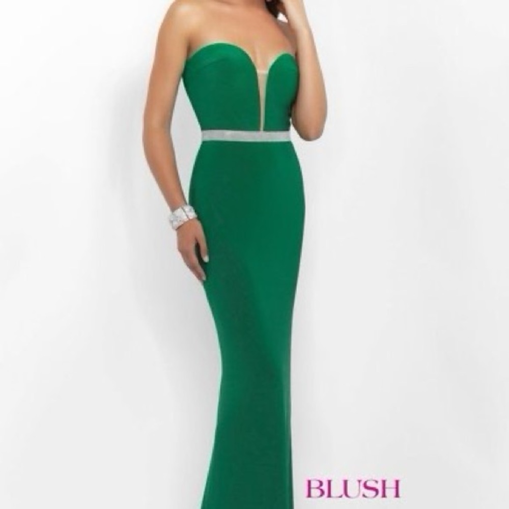 Blush Strapless Emerald Dress